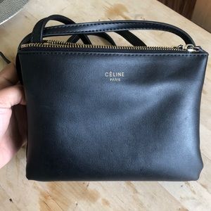 Small black designer trifold bag
